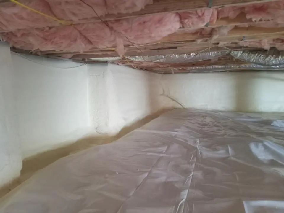 Crawl space encapsulation with closed-cell spray foam for Commercial Roof Restoration in Huntington Beach